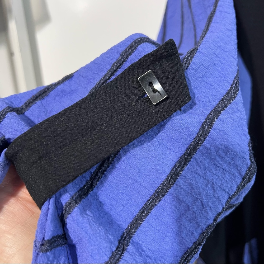 Ali Miles Asymmetrical Striped Tunic With Cowl Neck Black Violet 1X Art To Wear - Picture 3 of 10